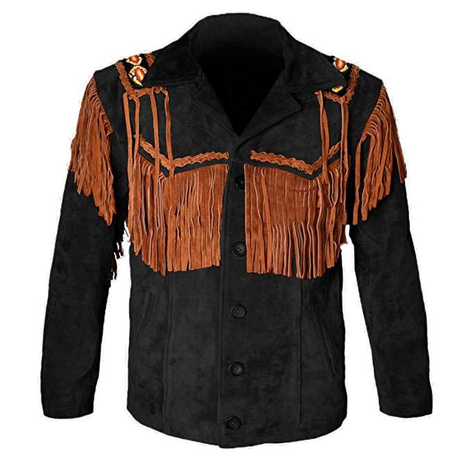 Men’s Western Jacket cowboy suede leather jacket with Fringes - FaireWays